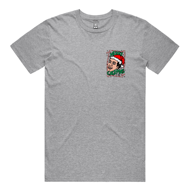 S / Grey / Small Front Design Merry Cagemas Saint Nicholas 🤪🎅 - Men's T Shirt