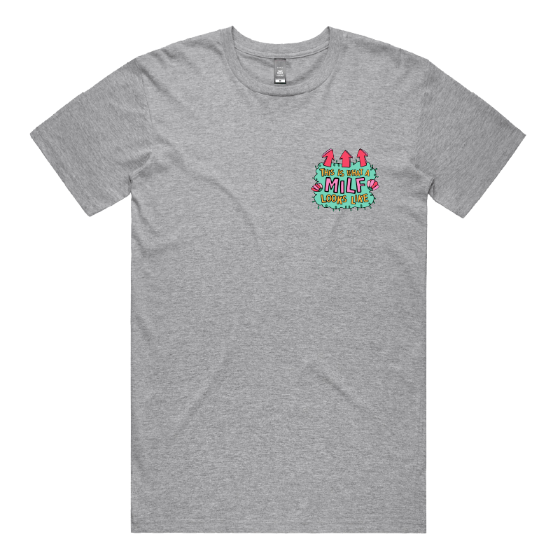 S / Grey / Small Front Design MILF Looks Like 👆 – Men's T Shirt