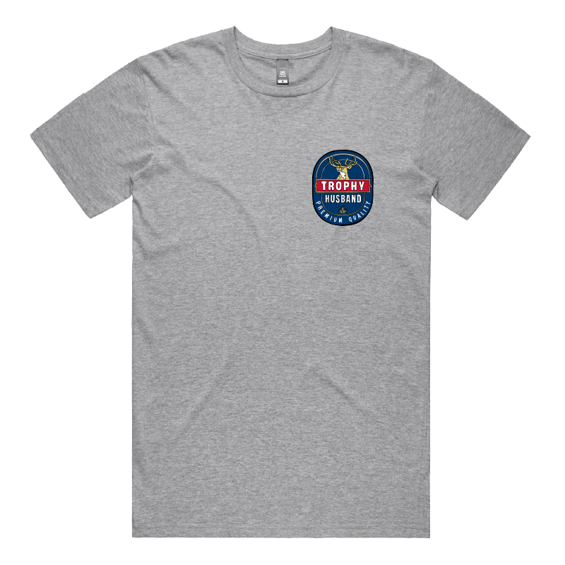 S / Grey / Small Front Design Trophy Husband 2heys 🍺🏆 – Men's T Shirt
