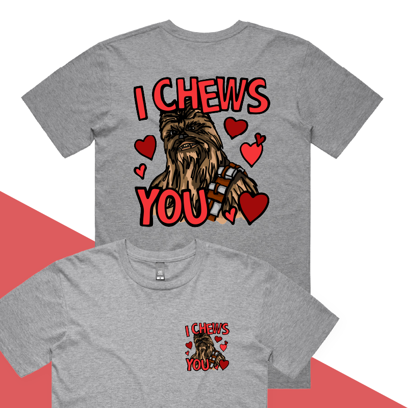 S / Grey / Small Front & Large Back Design Chewie Love 💈🌹 – Men's T Shirt