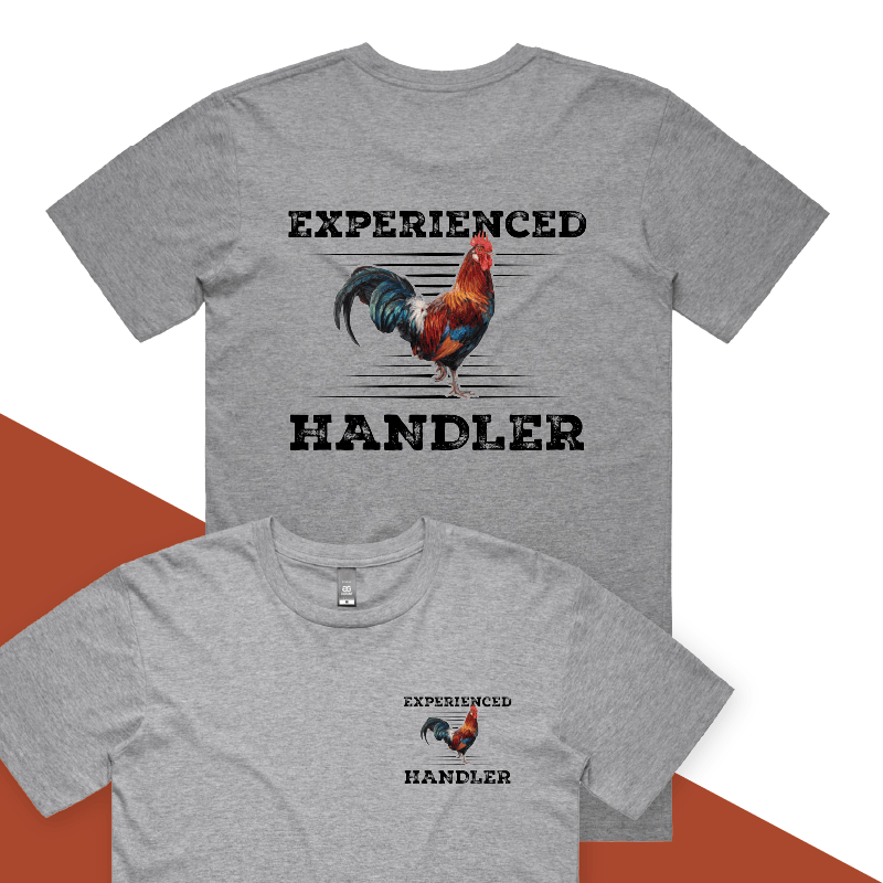S / Grey / Small Front & Large Back Design Experienced 🐔 Handler - Men's T Shirt