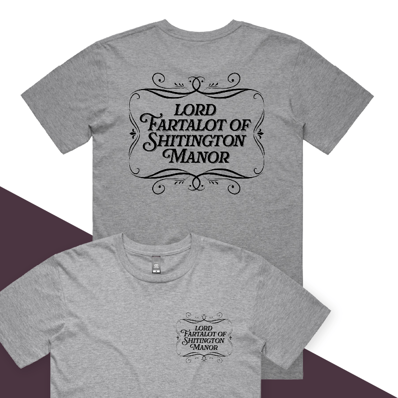 S / Grey / Small Front & Large Back Design Lord Fartalot 👑💨 – Men's T Shirt