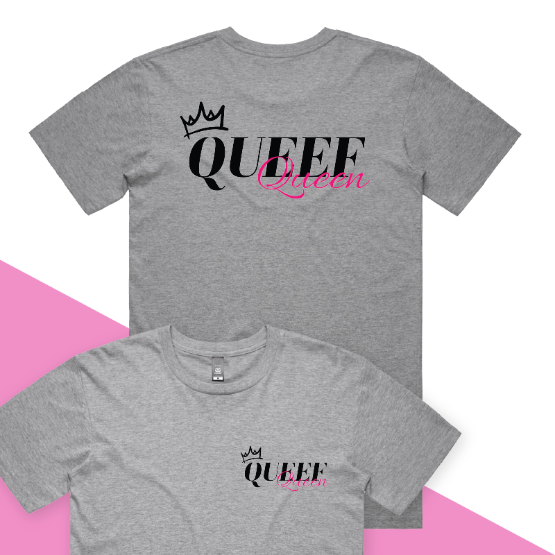 S / Grey / Small Front & Large Back Design Queef Queen 💨👑 - Men's T Shirt