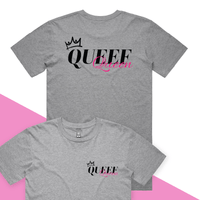 S / Grey / Small Front & Large Back Design Queef Queen 💨👑 - Men's T Shirt