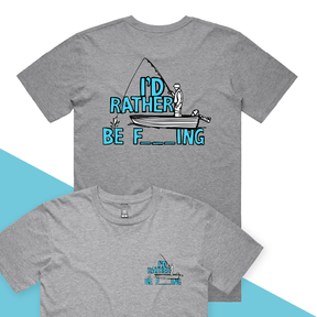 S / Grey / Small Front & Large Back Design Rather Be Fishing 🐟🍆 - Men's T Shirt