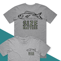 S / Grey / Small Front & Large Back Design Size Matters 🐟📏 – Men's T Shirt