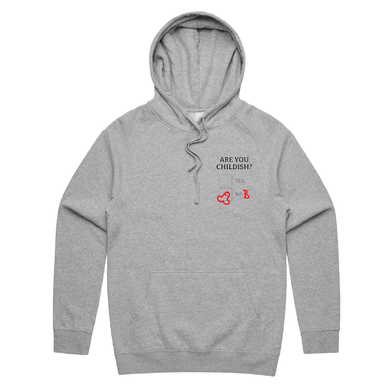 S / Grey / Small Front Print Definitely Not Childish 📋🖕 - Unisex Hoodie