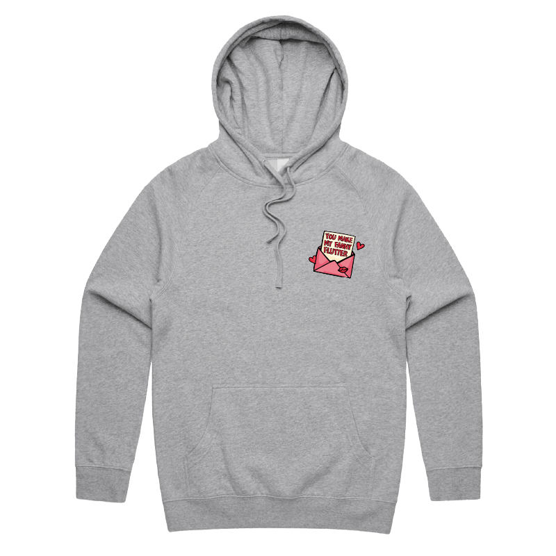 S / Grey / Small Front Print Fanny Flutter 🦋 – Unisex Hoodie