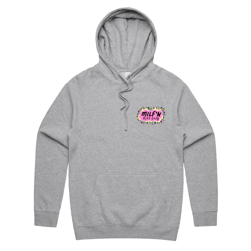 S / Grey / Small Front Print Milf'n Ain't Easy 👩🎖️ – Unisex Hoodie