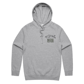 S / Grey / Small Front Print Size Matters 🐟📏 – Unisex Hoodie