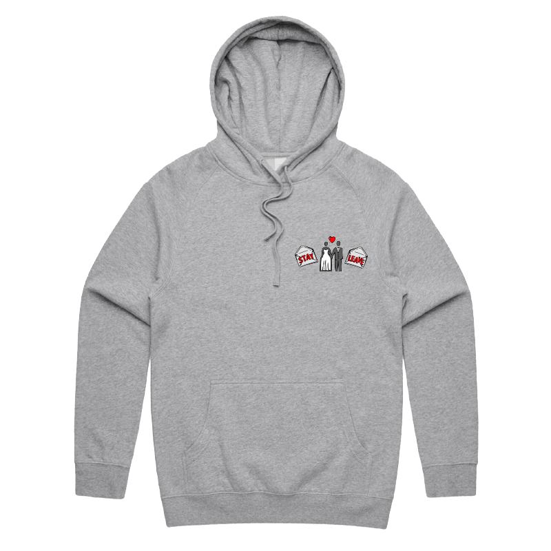 S / Grey / Small Front Print Stay or Leave? 💌💔 – Unisex Hoodie