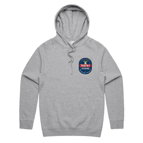 S / Grey / Small Front Print Trophy Husband 2heys 🍺🏆 – Unisex Hoodie