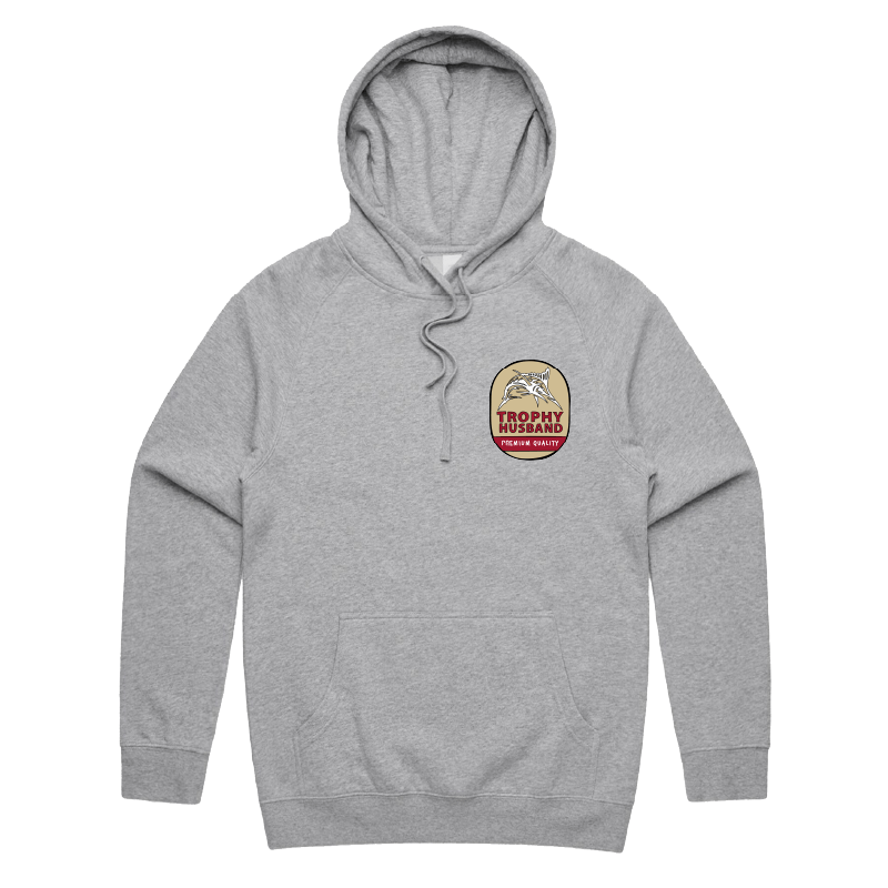 S / Grey / Small Front Print Trophy Husband Northern 🍺🏆 – Unisex Hoodie
