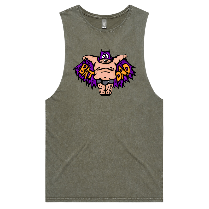 S / Moss / Large Front Design Bat Dad 🦹🏻‍♂️⚾️ - Tank
