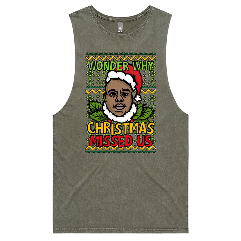 S / Moss / Large Front Design BIG Christmas 🎤🎅 - Tank