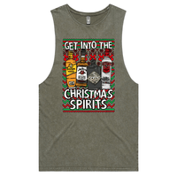 S / Moss / Large Front Design Christmas Spirits 🥃 - Tank