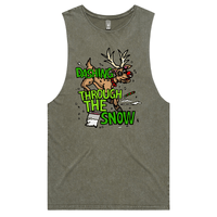 S / Moss / Large Front Design Dashing Through The Snow ❄️🦌 - Tank