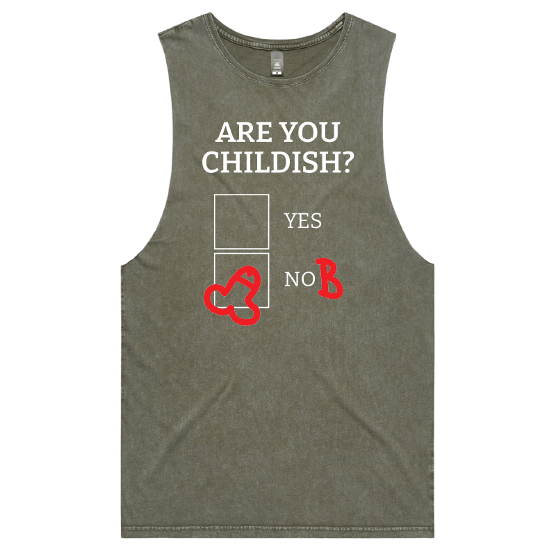 S / Moss / Large Front Design Definitely Not Childish 📋🖕 - Tank