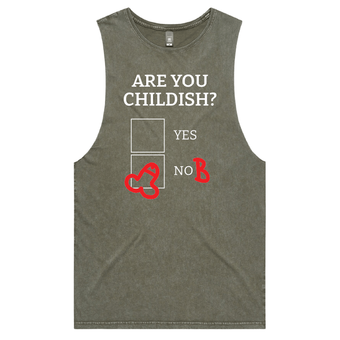 S / Moss / Large Front Design Definitely Not Childish 📋🖕 - Tank