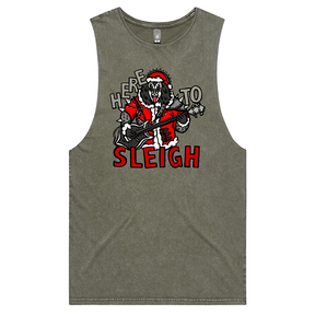 S / Moss / Large Front Design Here To Sleigh 🎅🤘 - Tank