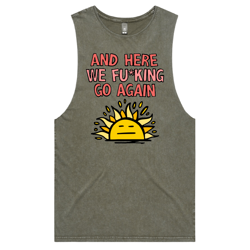 S / Moss / Large Front Design Here We Go Again 🌞🥱 – Tank