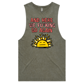 S / Moss / Large Front Design Here We Go Again 🌞🥱 – Tank