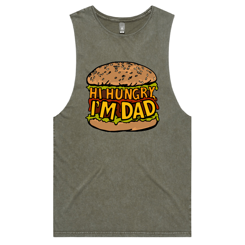 S / Moss / Large Front Design Hi Hungry, I'm Dad 🍔 - Tank