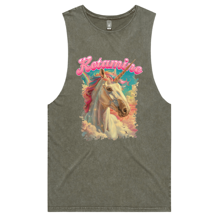 S / Moss / Large Front Design Ketamine Unicorn 💉🦄 - Tank