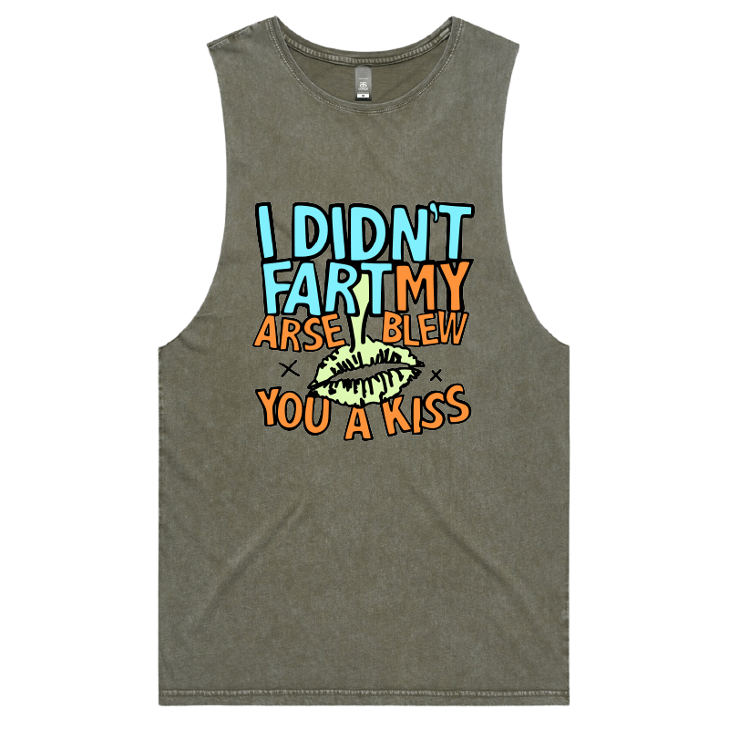 S / Moss / Large Front Design Kiss From Down Under 😘💨 – Tank