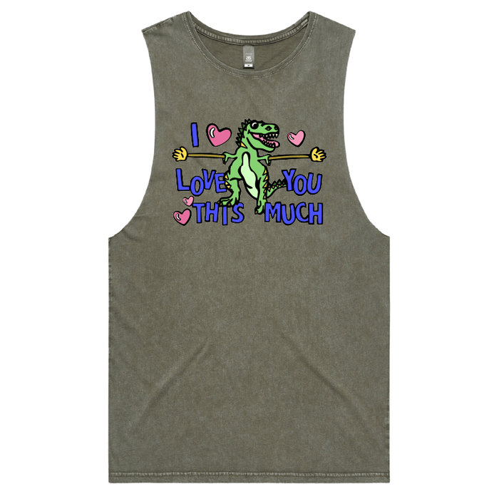 S / Moss / Large Front Design Love You This Much 🦕📏 – Tank