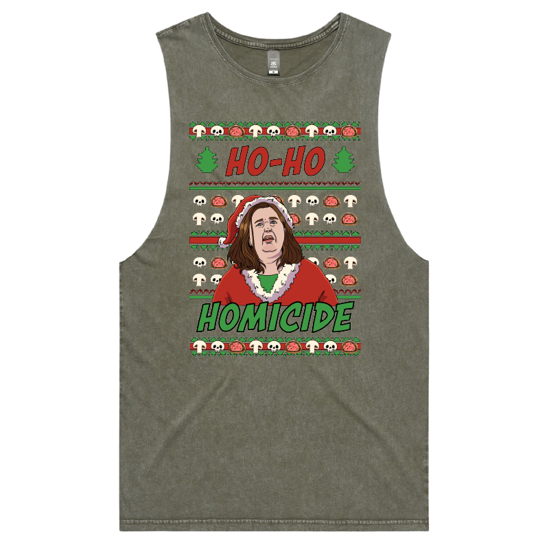 S / Moss / Large Front Design Merry Mushrooms 🍄‍🟫🎄 - Tank