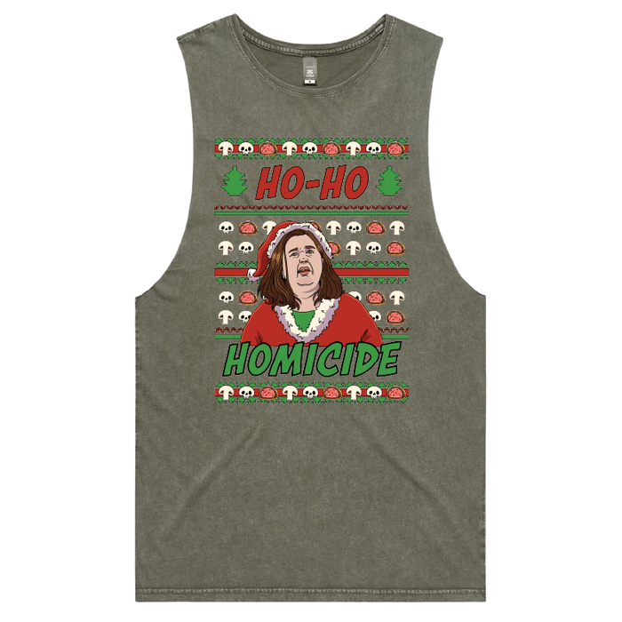 S / Moss / Large Front Design Merry Mushrooms 🍄‍🟫🎄 - Tank