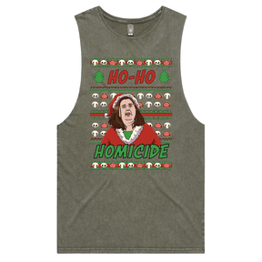 S / Moss / Large Front Design Merry Mushrooms 🍄‍🟫🎄 - Tank