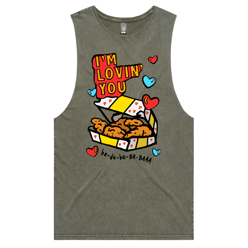S / Moss / Large Front Design Nugget Love 🍗💞 – Tank