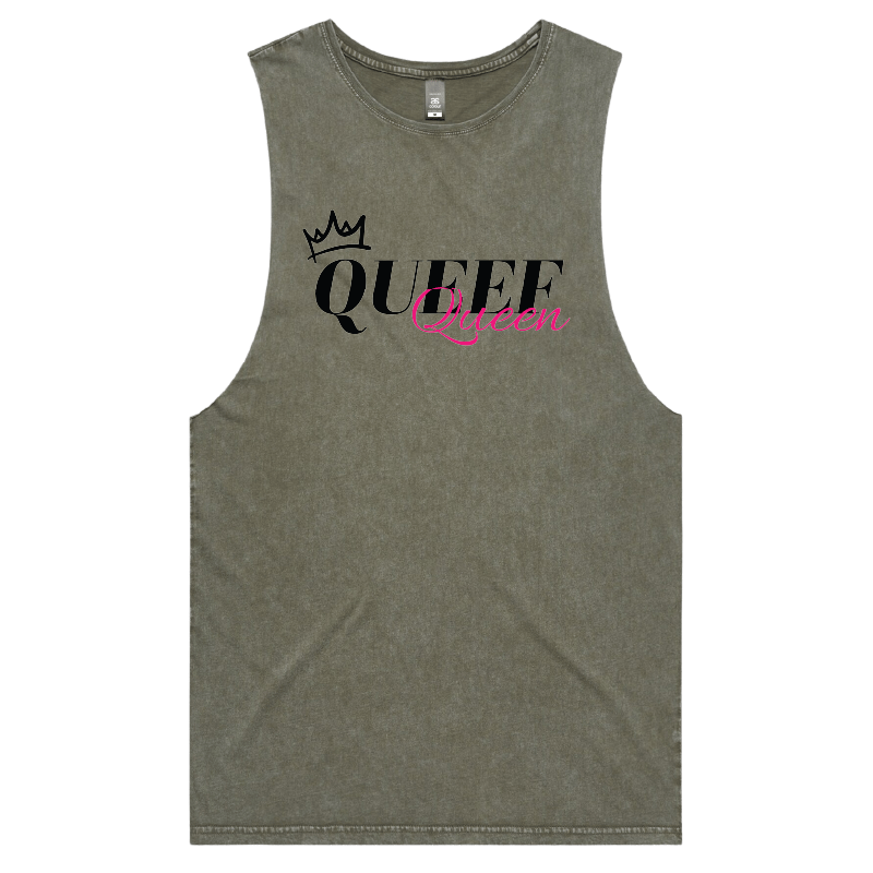 S / Moss / Large Front Design Queef Queen 💨👑 - Tank