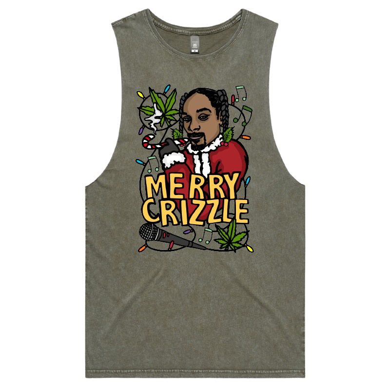 S / Moss / Large Front Design Snoop Crizzle 🔥🎄 - Tank