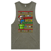 S / Moss / Large Front Design Super Christmas 🍄🎅 - Tank