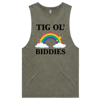 S / Moss / Large Front Design Tig Ol’ Biddies 🍒🤤 - Tank