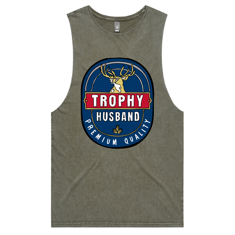 S / Moss / Large Front Design Trophy Husband 2heys 🍺🏆 – Tank