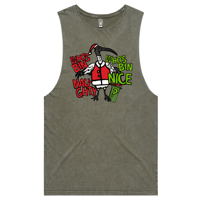 S / Moss / Large Front Design Who's Bin Naughty? 🗑️🎅 - Tank