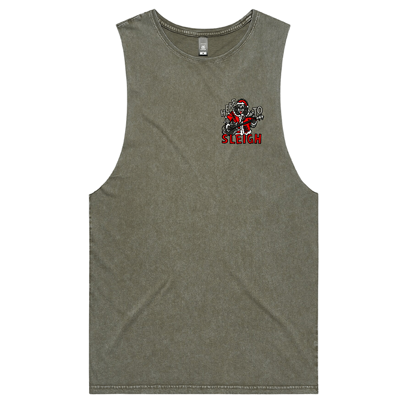 S / Moss / Small Front Design Here To Sleigh 🎅🤘 - Tank