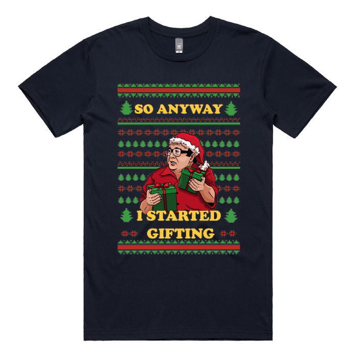 S / Navy / Large Front Design Danny DeGift-o 🎁🧑‍🎄 - Men's T Shirt