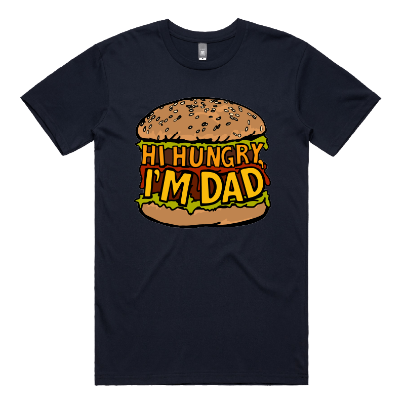 S / Navy / Large Front Design Hi Hungry, I'm Dad 🍔 - Men's T Shirt