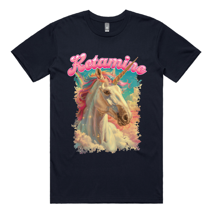 S / Navy / Large Front Design Ketamine Unicorn 💉🦄 - Men's T Shirt