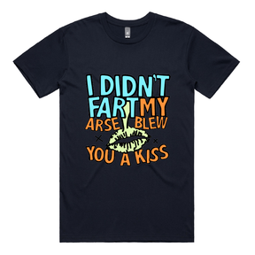 S / Navy / Large Front Design Kiss From Down Under 😘💨 – Men's T Shirt