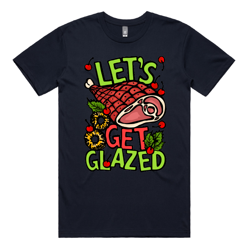S / Navy / Large Front Design Let’s Get Glazed 🐖🔥 - Men's T Shirt