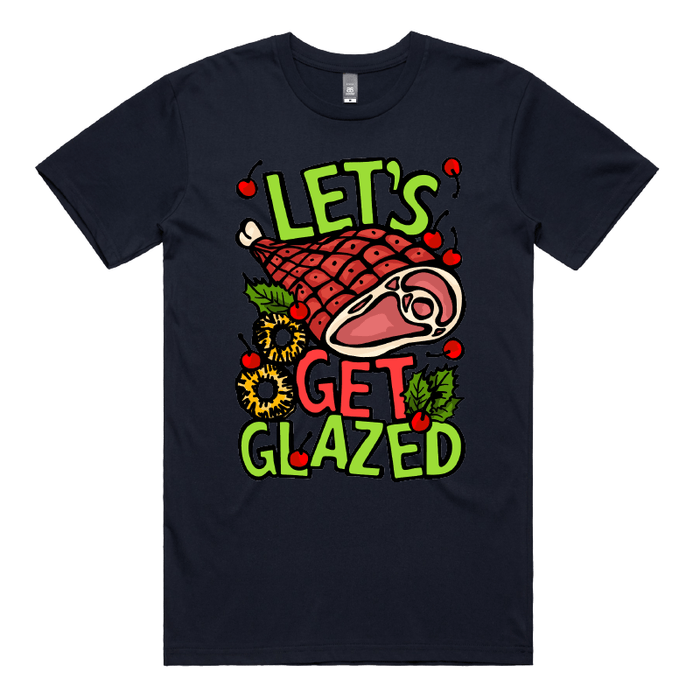 S / Navy / Large Front Design Let’s Get Glazed 🐖🔥 - Men's T Shirt