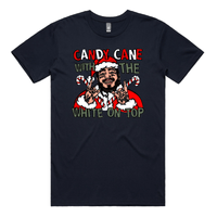 S / Navy / Large Front Design Malone’s Candy Canes 🍬❄️ - Men's T Shirt