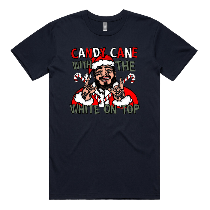 S / Navy / Large Front Design Malone’s Candy Canes 🍬❄️ - Men's T Shirt