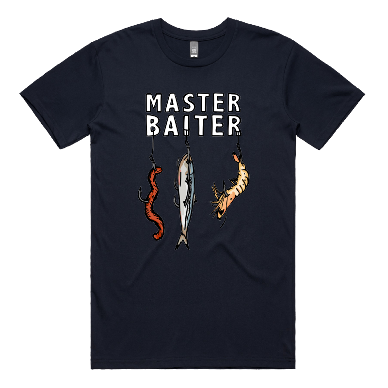 S / Navy / Large Front Design Master Baiter 🎣 - Men's T Shirt